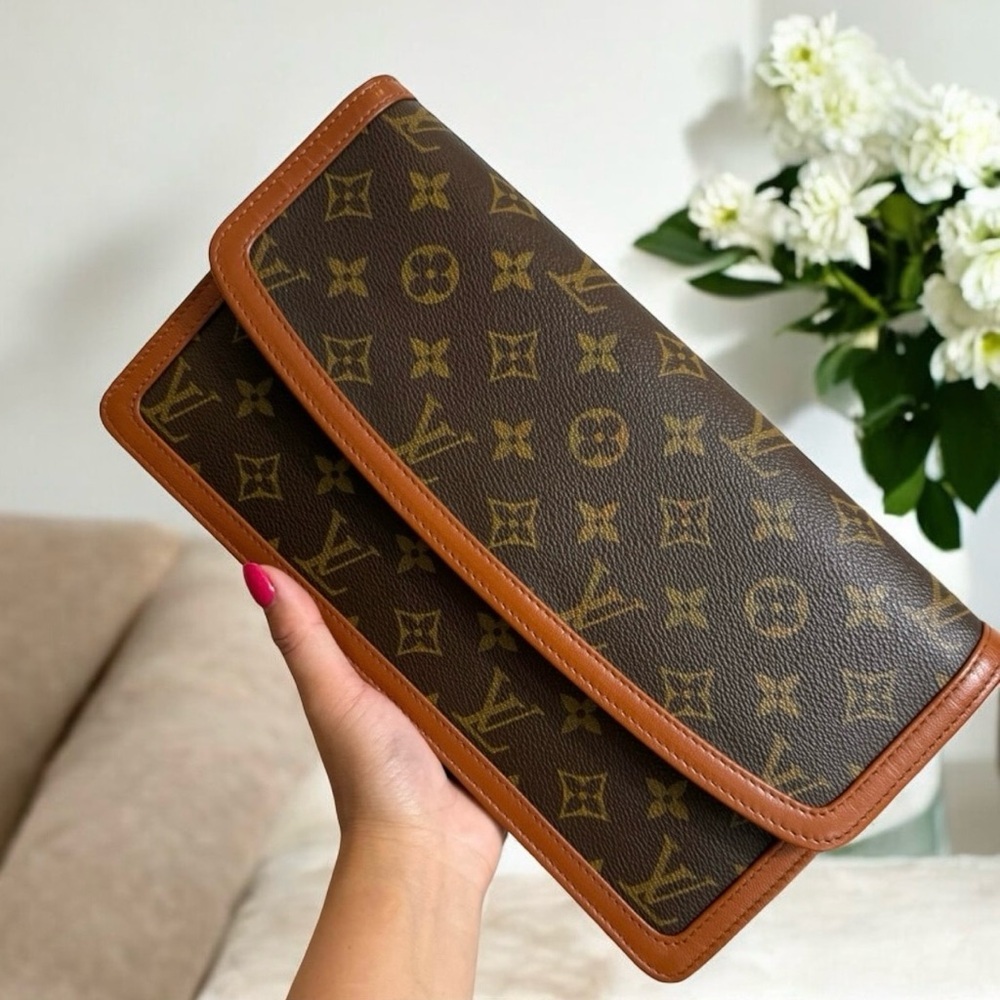 Louis Vuitton Brown and Tan Monogram Clutch
